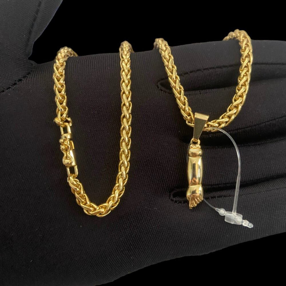 Cordão Feminino Peruano 5Mm + Pingente Figa - Banhado A Ouro
