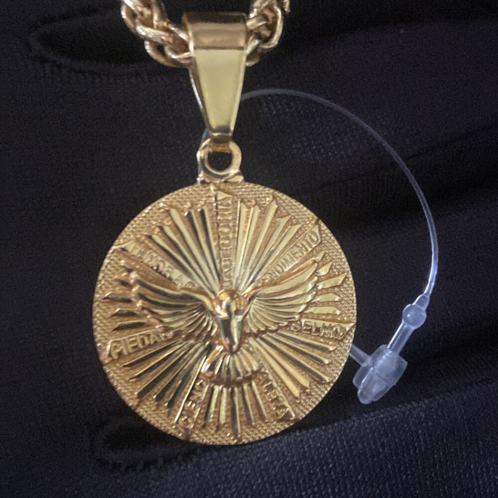 Cordão Feminino 5Mm + Pingente Espirito Santo Banhado A Ouro - Imagem 5
