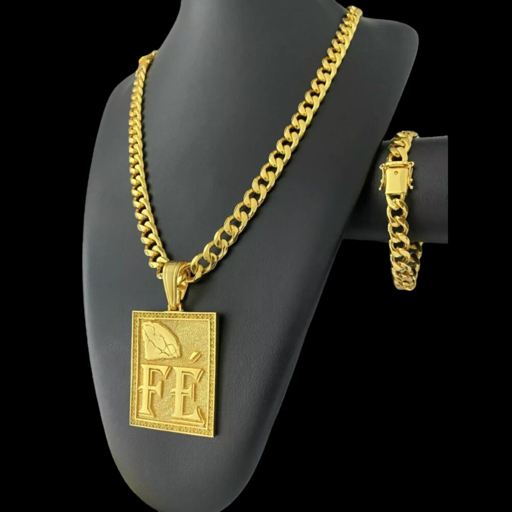 Cordão + Pulseira Pitbull 10Mm + Pingente - Banhado A Ouro