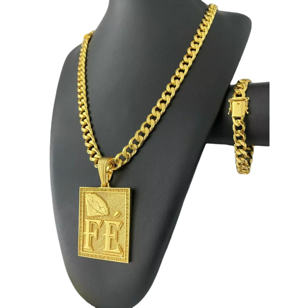 Cordão + Pulseira Pitbull 10Mm + Pingente - Banhado A Ouro - Imagem 5