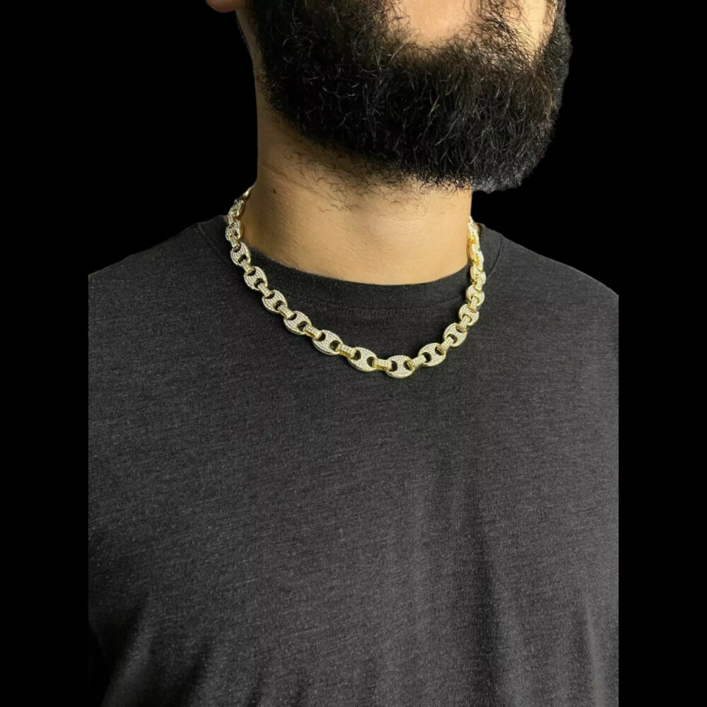 Cordão 100% Cravejado 12Mm - Banhado Ouro 18K