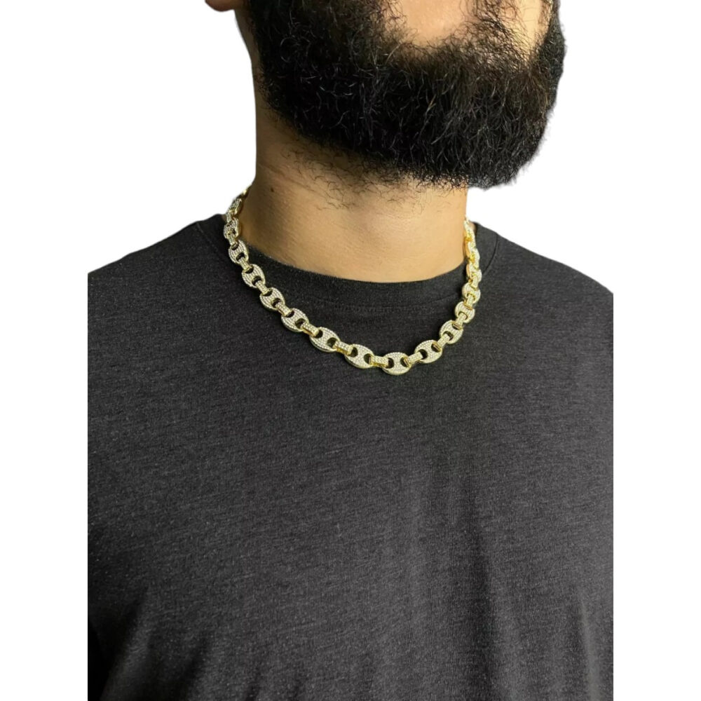 Cordão 100% Cravejado 12Mm - Banhado Ouro 18K - Imagem 4