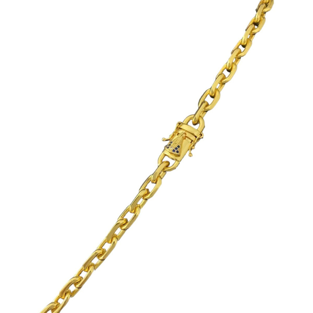 Cordão Cadeado 8Mm Fecho Nossa Senhora Santa - Banhado A Ouro - Imagem 3