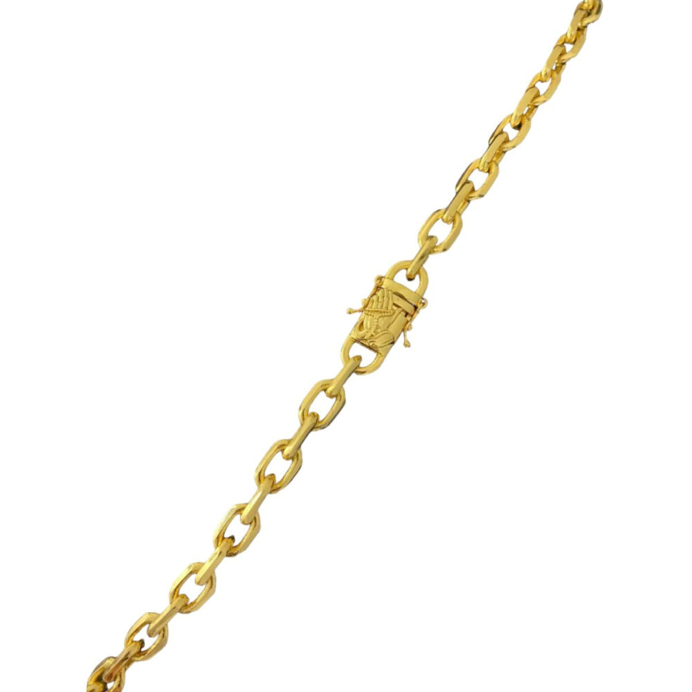 Cordão Cadeado 8Mm Fecho Mão Rezando - Banhado A Ouro 18K - Imagem 3