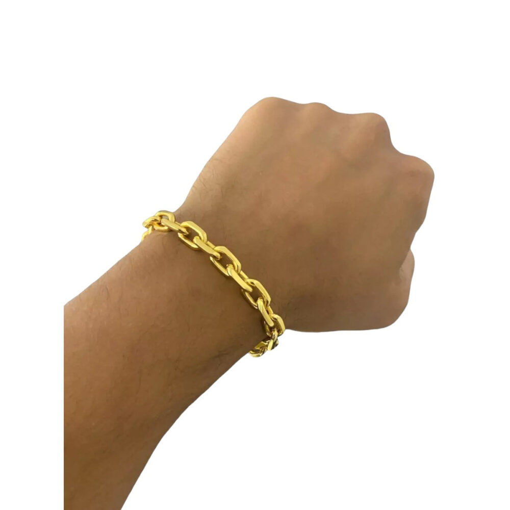 Pulseira Cadeado 8Mm Fecho Nossa Senhora - Banhada A Ouro - Imagem 4