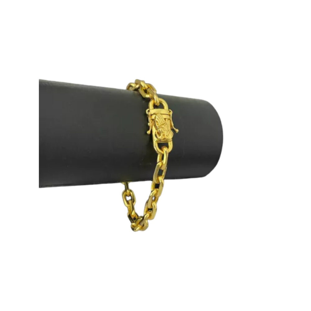 Pulseira Cadeado 8Mm Fecho Mão Rezando - Banhada A Ouro 18K - Imagem 4