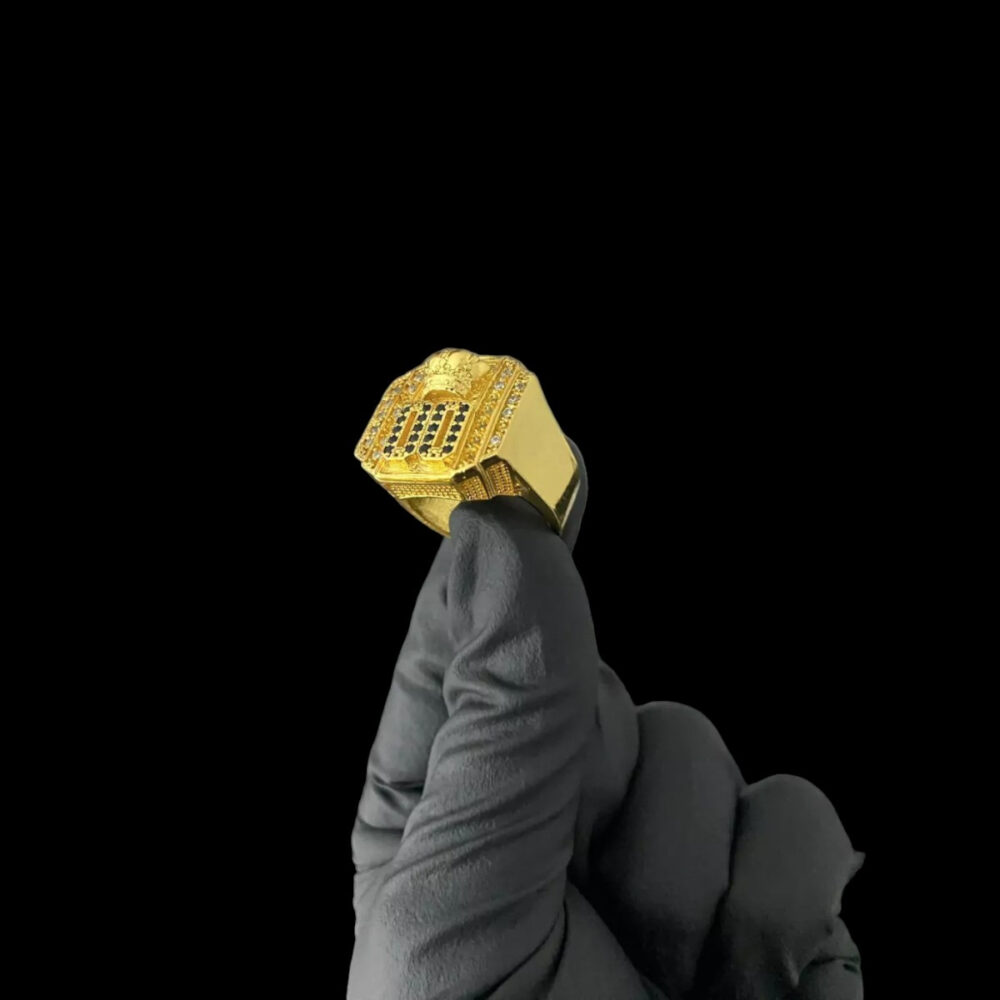 Anel 00 Coroa Cravejado Ajustável - Banhado A Ouro 18K - Imagem 4