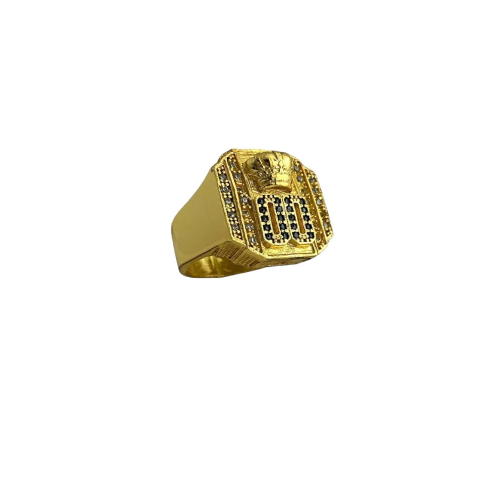 Anel 00 Coroa Cravejado Ajustável - Banhado A Ouro 18K - Imagem 5