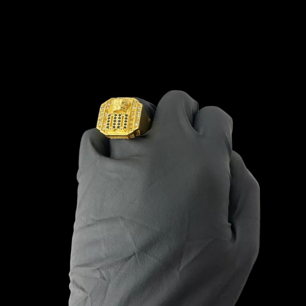 Anel 00 Coroa Cravejado Ajustável - Banhado A Ouro 18K - Imagem 3