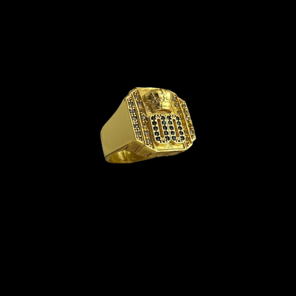 Anel 00 Coroa Cravejado Ajustável - Banhado A Ouro 18K