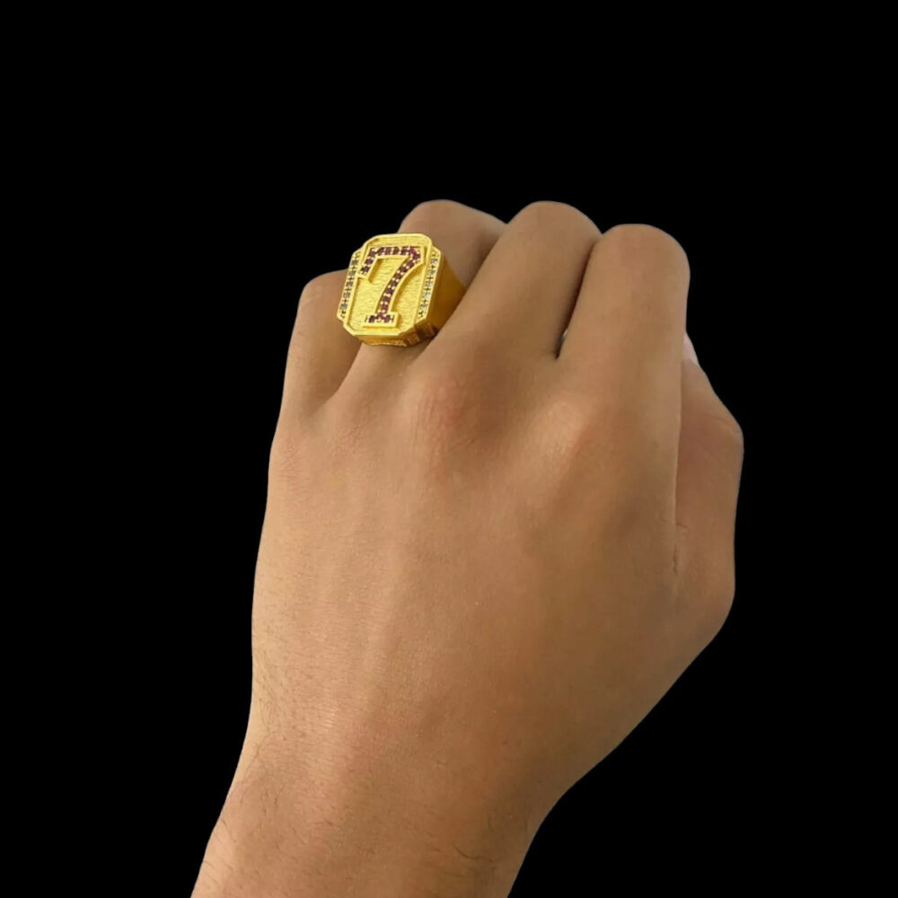Anel Número 7 Rosa Cravejado Ajustável - Banhado A Ouro 18K - Imagem 2