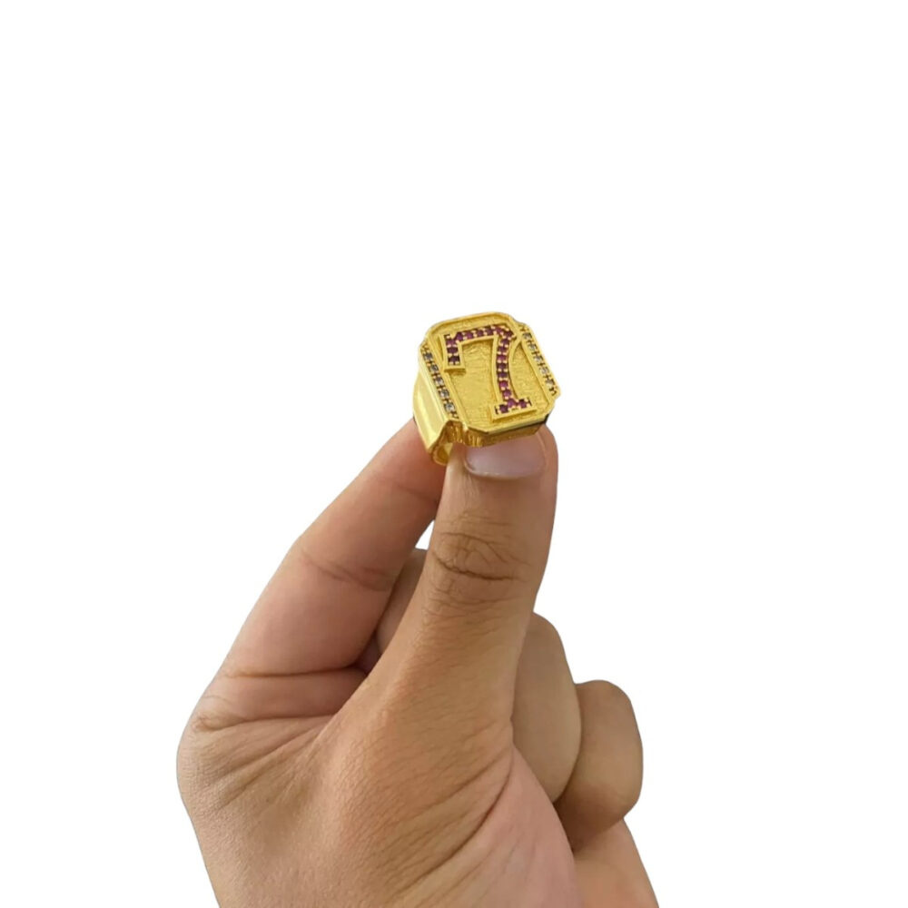 Anel Número 7 Rosa Cravejado Ajustável - Banhado A Ouro 18K - Imagem 5