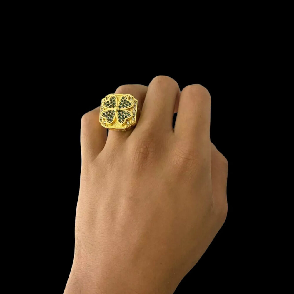 Anel Trevo 4 Folhas Ajustável - Banhado A Ouro 18K - Imagem 5