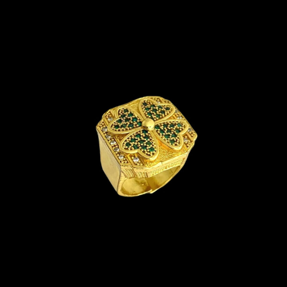 Anel Trevo 4 Folhas Ajustável - Banhado A Ouro 18K