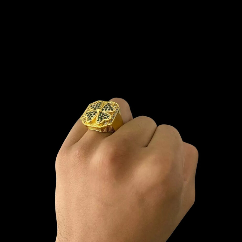 Anel Trevo 4 Folhas Ajustável - Banhado A Ouro 18K - Imagem 4