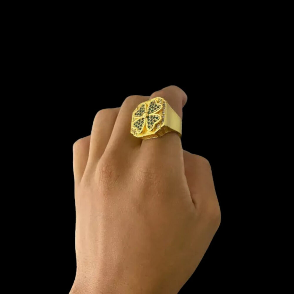 Anel Trevo 4 Folhas Ajustável - Banhado A Ouro 18K - Imagem 2