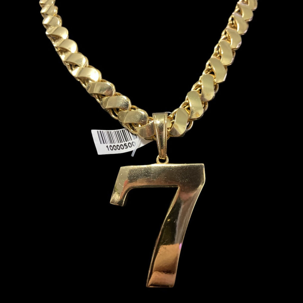 Cordão Friso S 13Mm + Pingente 7 Da Sorte - Banhado A Ouro