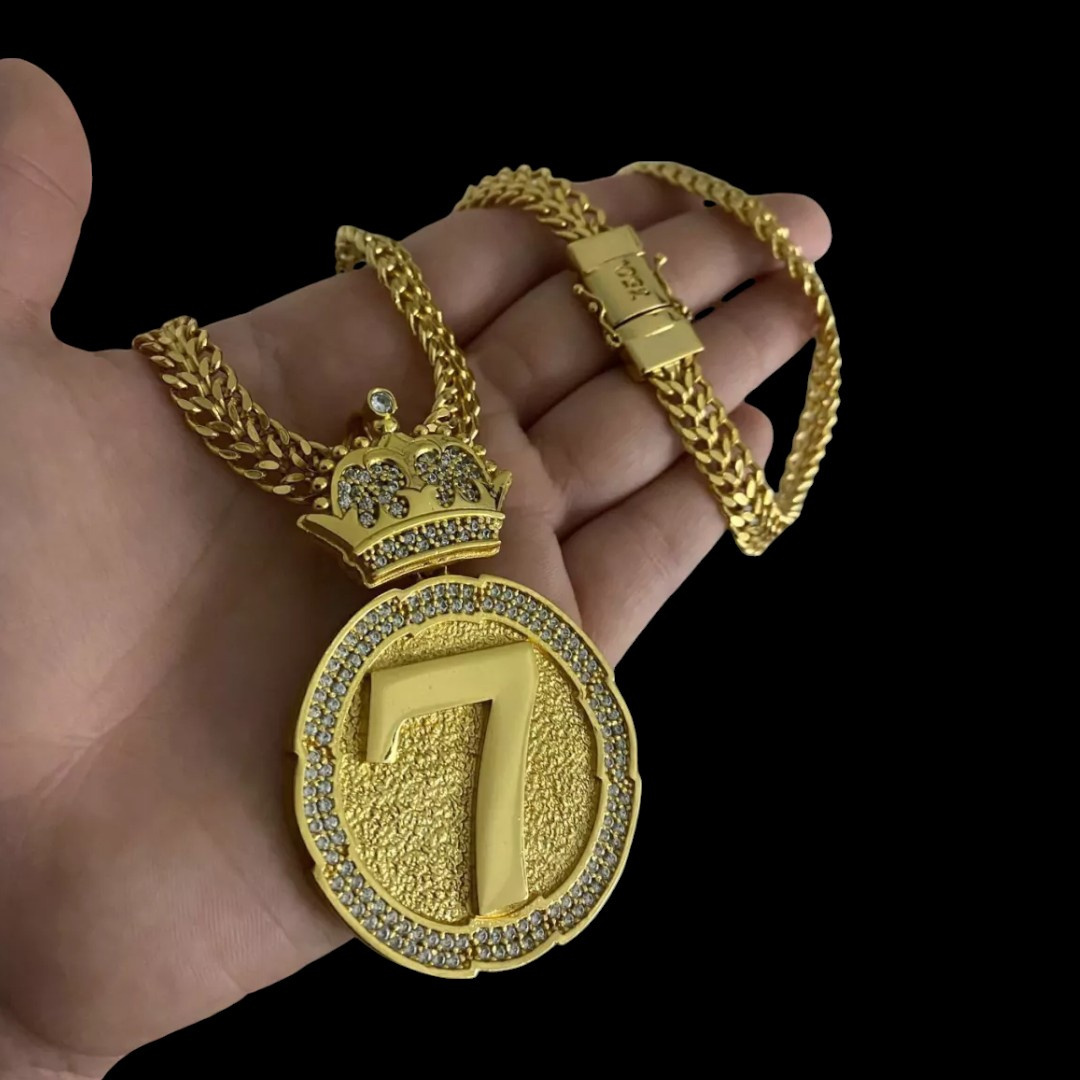 15309532367 Cordao Lacraia 10Mm Pingente 7 Banhado A Ouro 18K 1