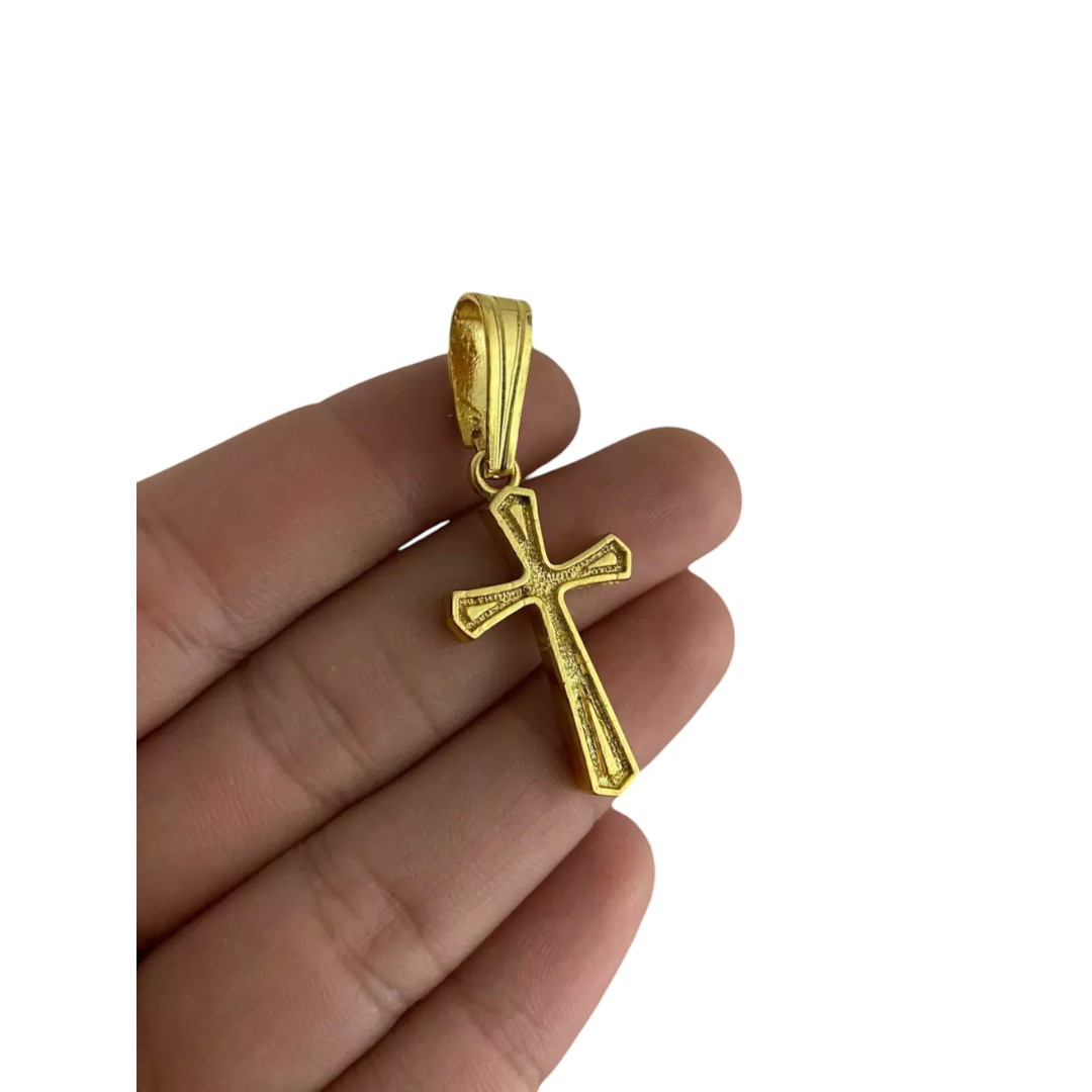 15313775387 Pingente Cruz Gota P Banhado A Ouro 18K 3