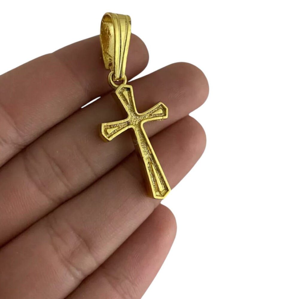 Pingente Cruz Gota (P) - Banhado A Ouro 18K - Imagem 3