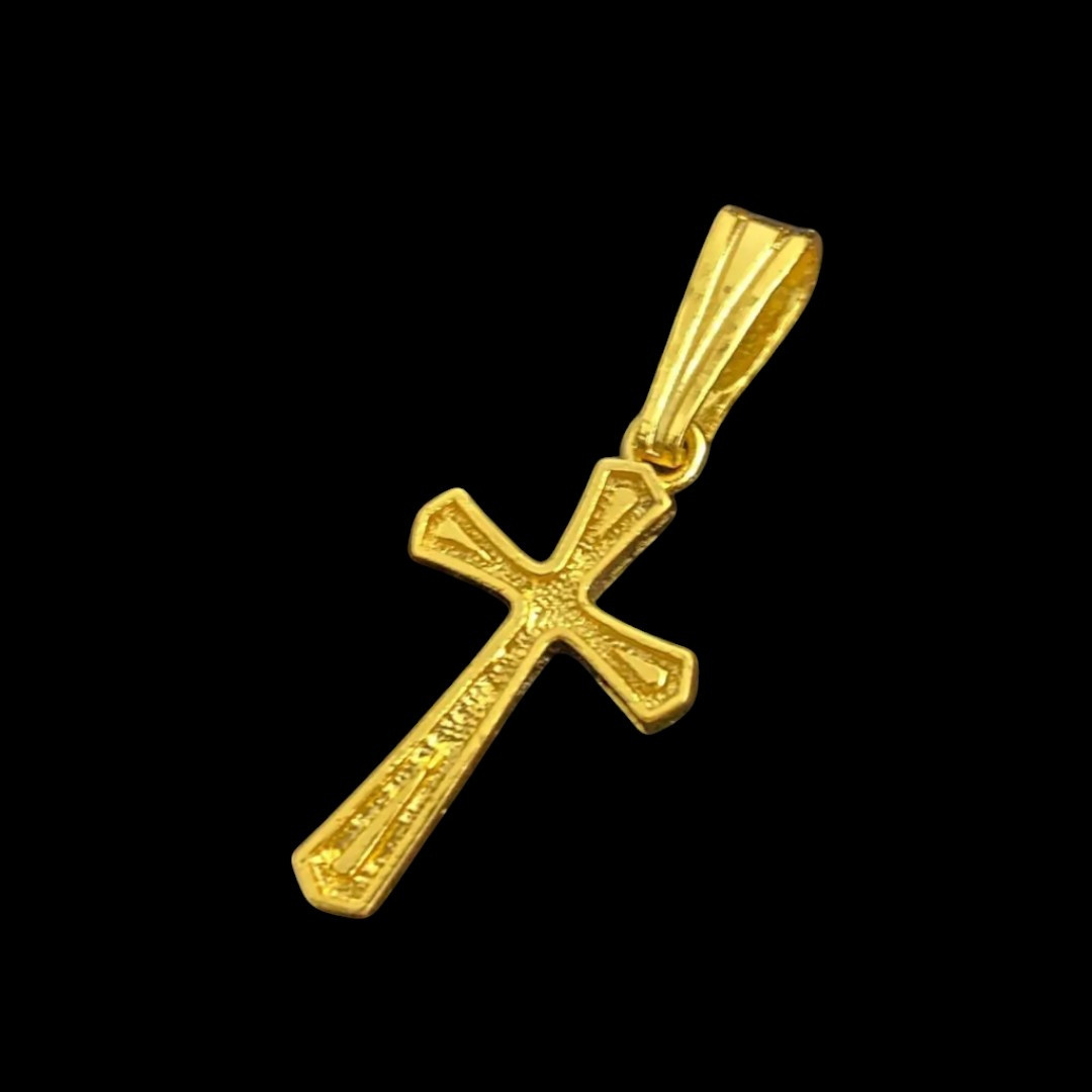 15313775403 Pingente Cruz Gota P Banhado A Ouro 18K