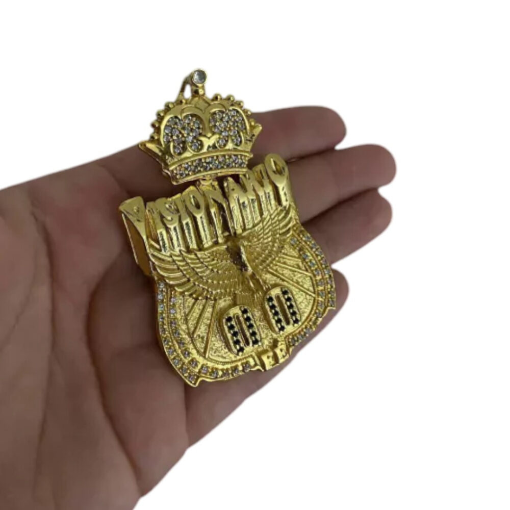 Pingente Visionário 00 Fé Cravejado - Banhado A Ouro 18K - Imagem 3