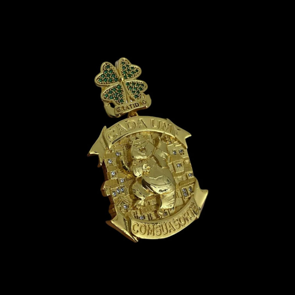 Pingente Visionário 00 Fé Cravejado - Banhado A Ouro 18K