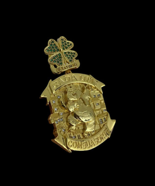 Pingente Visionário 00 Fé Cravejado - Banhado a Ouro 18k