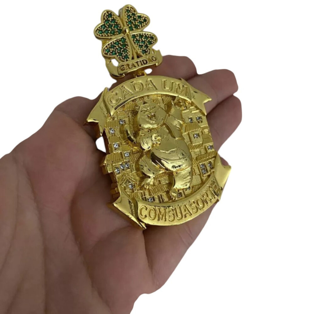 Pingente Visionário 00 Fé Cravejado - Banhado A Ouro 18K - Imagem 2