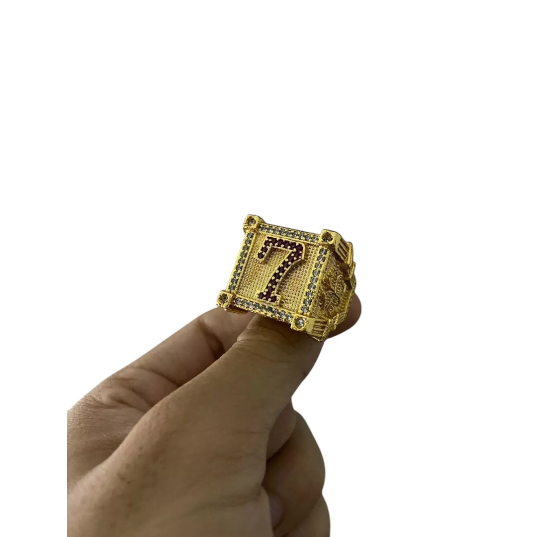 15313858568 Anel Numero 7 Rosa Cravejado Ajustavel Banhado A Ouro 18K 3