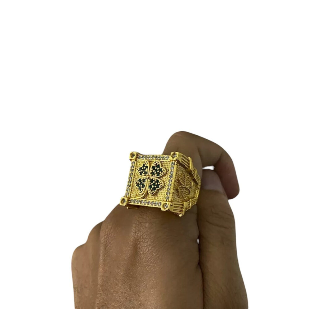 Anel Trevo 4 Folhas Ajustável - Banhado A Ouro 18K - Imagem 3