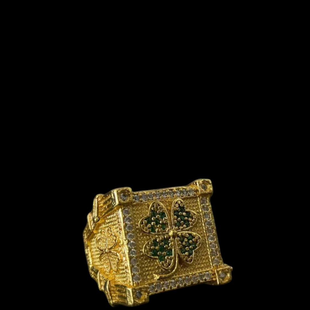 15313859567 Anel Trevo 4 Folhas Ajustavel Banhado A Ouro 18K