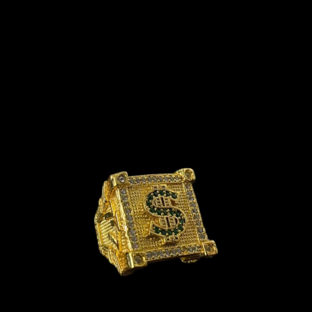15313859797 Anel Cifrao Cravejado Ajustavel Banhado A Ouro 18K 2
