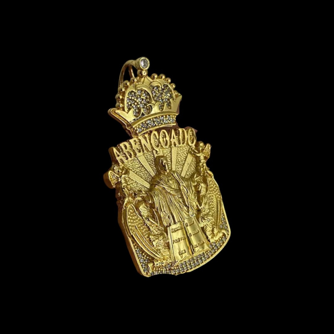 15317192759 Pingente Jesus Abencoado Banhado A Ouro 18K P