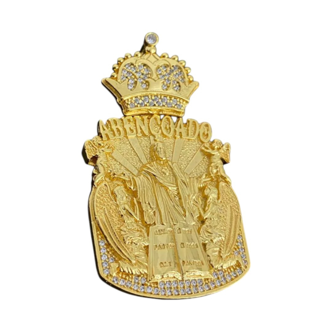 15317192763 Pingente Jesus Abencoado Banhado A Ouro 18K