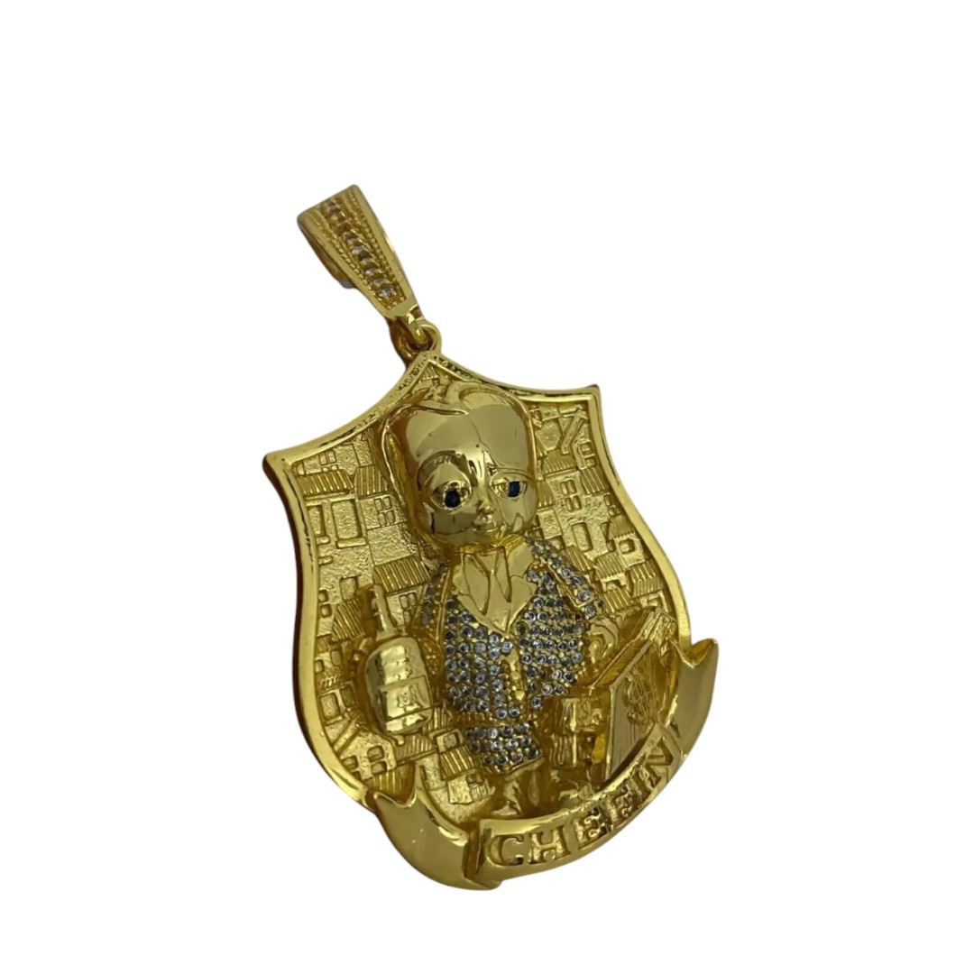 15317192999 Pingente Chefinho Cravejado Banhado A Ouro 18K