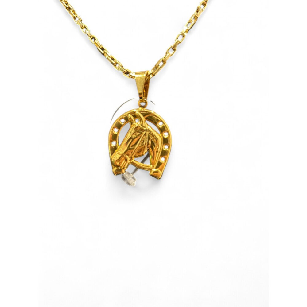 Cordão Masculino 4Mm Tijolinho + Cavalo Banhado A Ouro 18K - Imagem 2