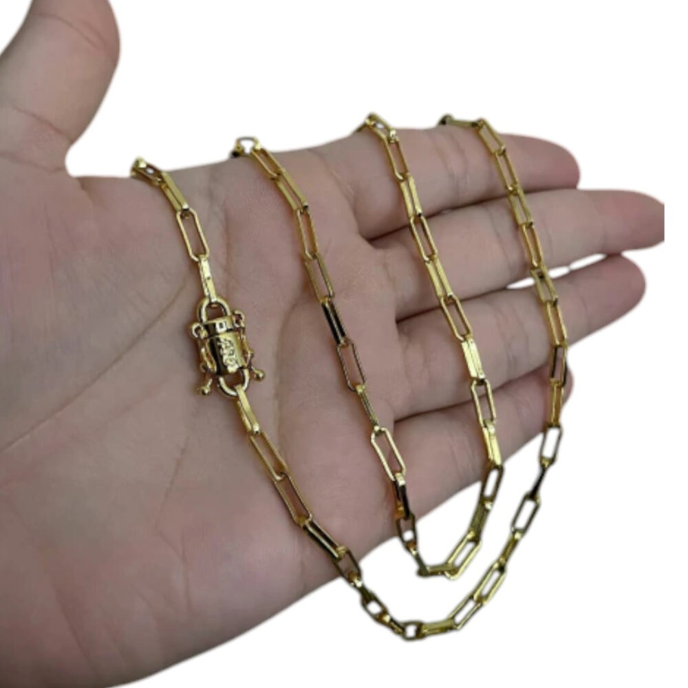 Cordão Tijolinho 4Mm - Pingente 'O Senhor '  Banhado A Ouro - Imagem 3