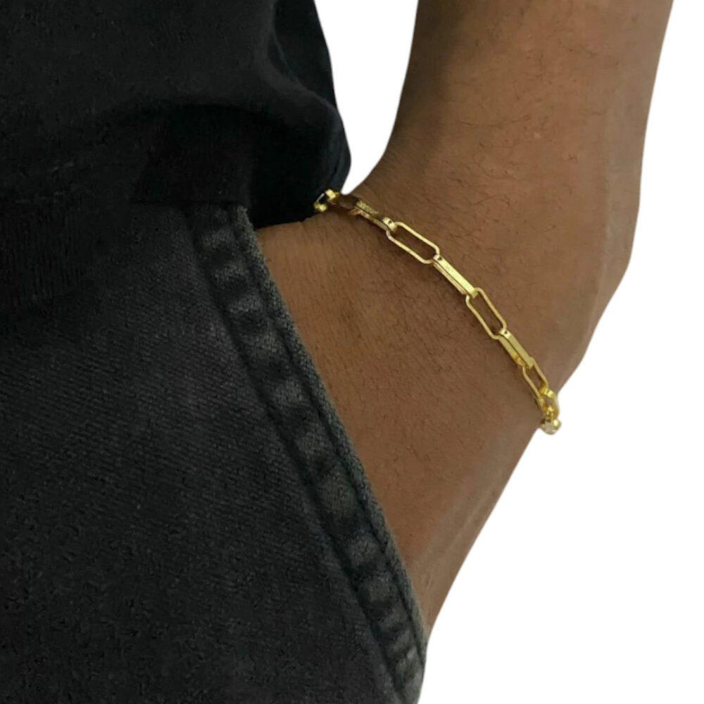Cordão Tijolinho 4Mm + Pulseira - Banhado A Ouro 18K - Imagem 3