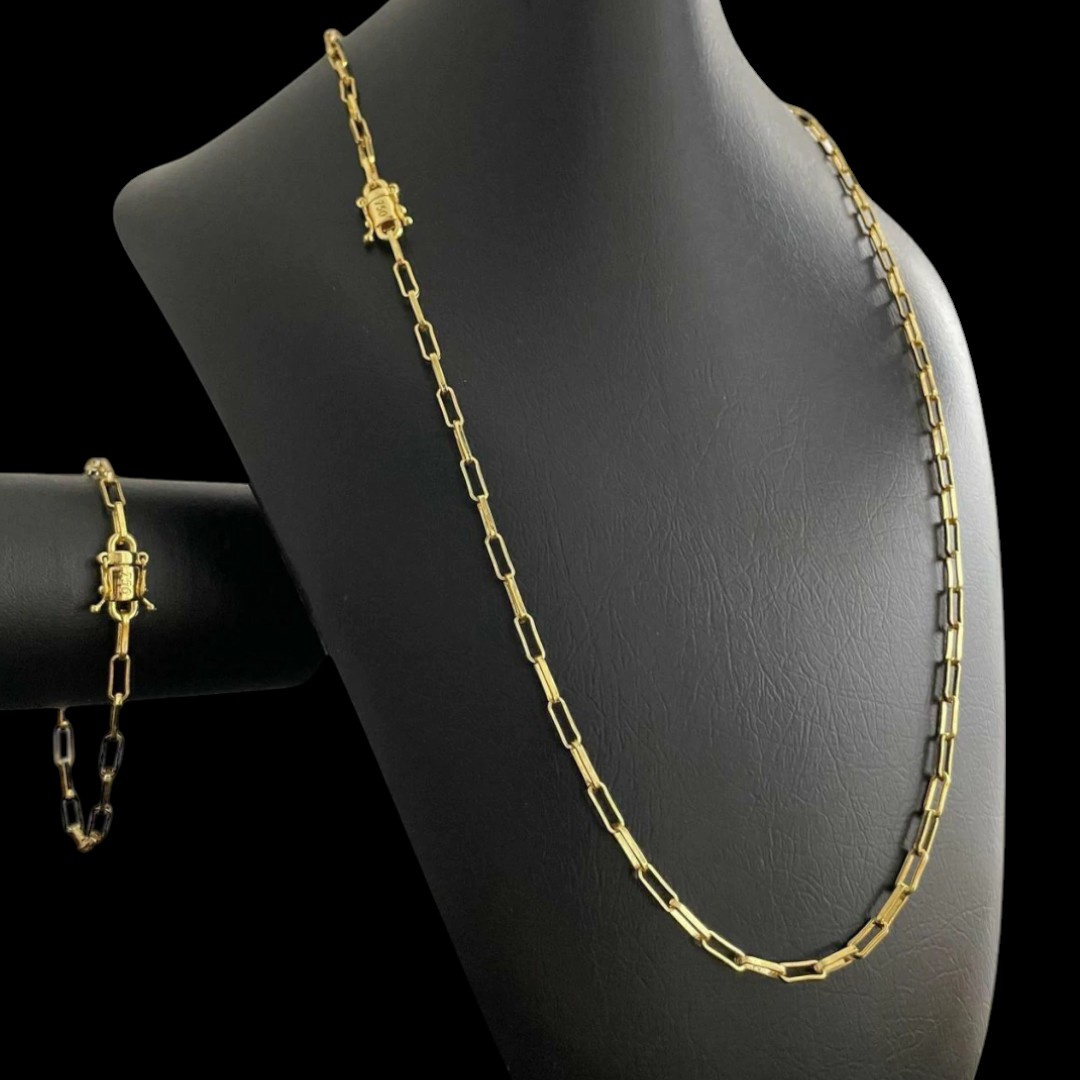 15320952052 Cordao Tijolinho 4Mm Pulseira Banhado A Ouro 18K Preto