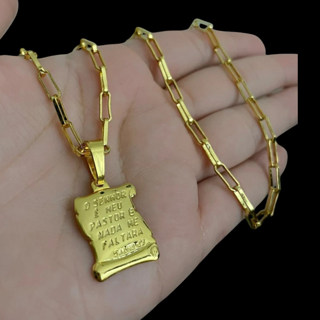 15320955483 Kit Tijolinho 4Mm Pingente O Senhor Banhado A Ouro 18K Preto 2 1