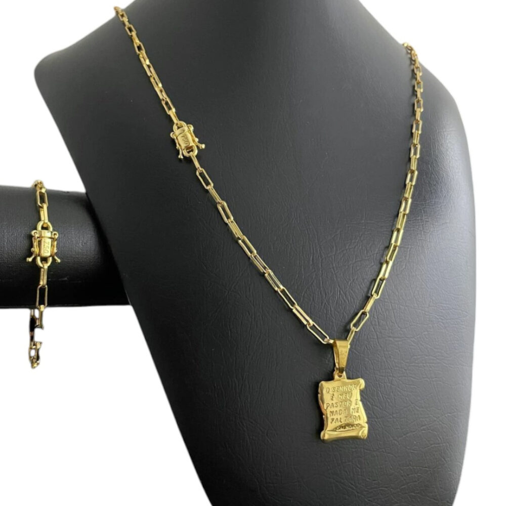 Kit Tijolinho 4Mm - Pingente 'O Senhor '  Banhado A Ouro 18K - Imagem 10