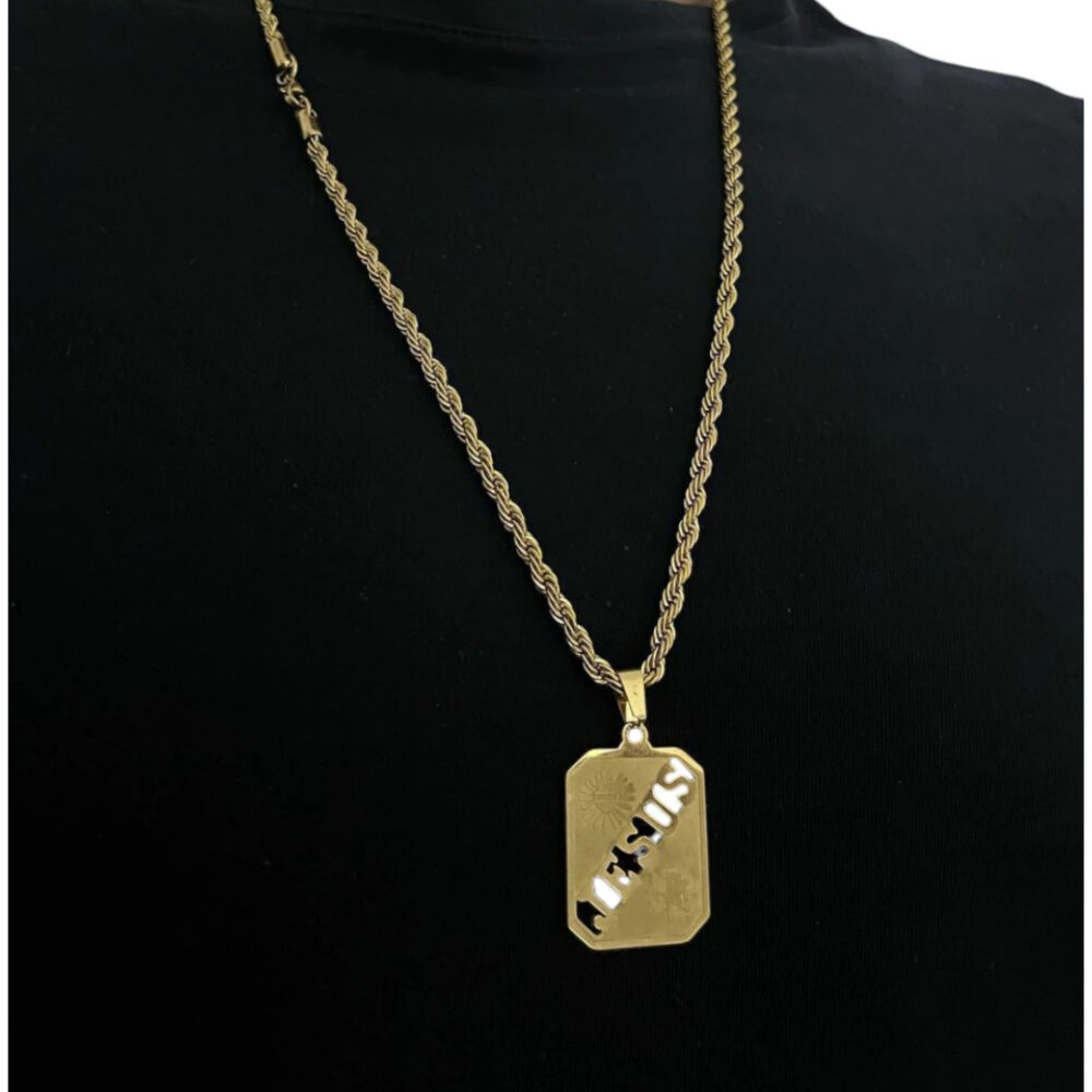 Cordão Baiano 5Mm + Pingente Placa Jesus - Banhado A Ouro - Imagem 2