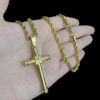 15320967904 Cordao Baiano 5Mm Pingente Cruz Banhado A Ouro 18K Preto