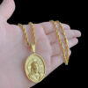 15320969625 Cordao Baiano 5Mm Pingente Jesus Cristo Oval Banhado A Ouro 18K P