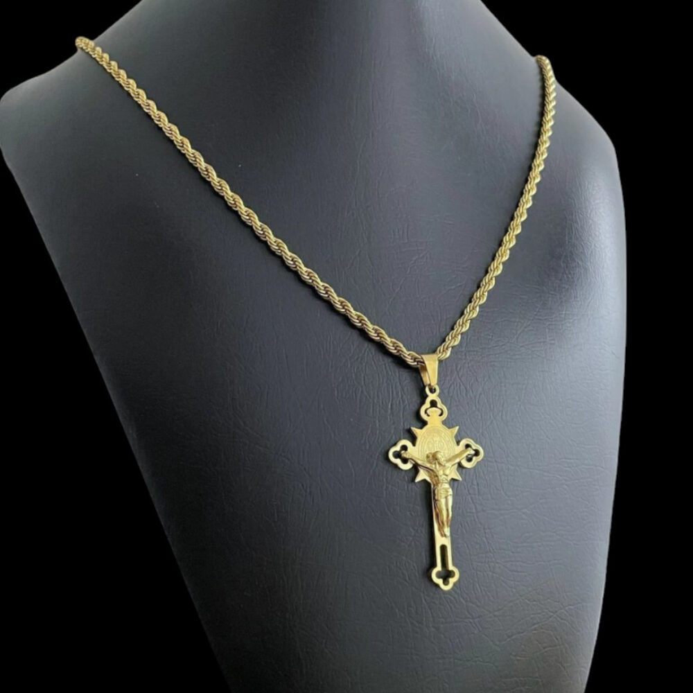 Cordão Baiano 5Mm + Pingente São Bento - Banhado A Ouro