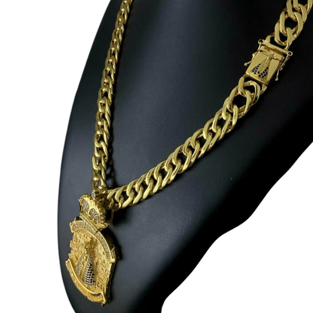 Cordão Grumet 15Mm + Pingente Nossa Senhora - Banhado A Ouro - Imagem 3