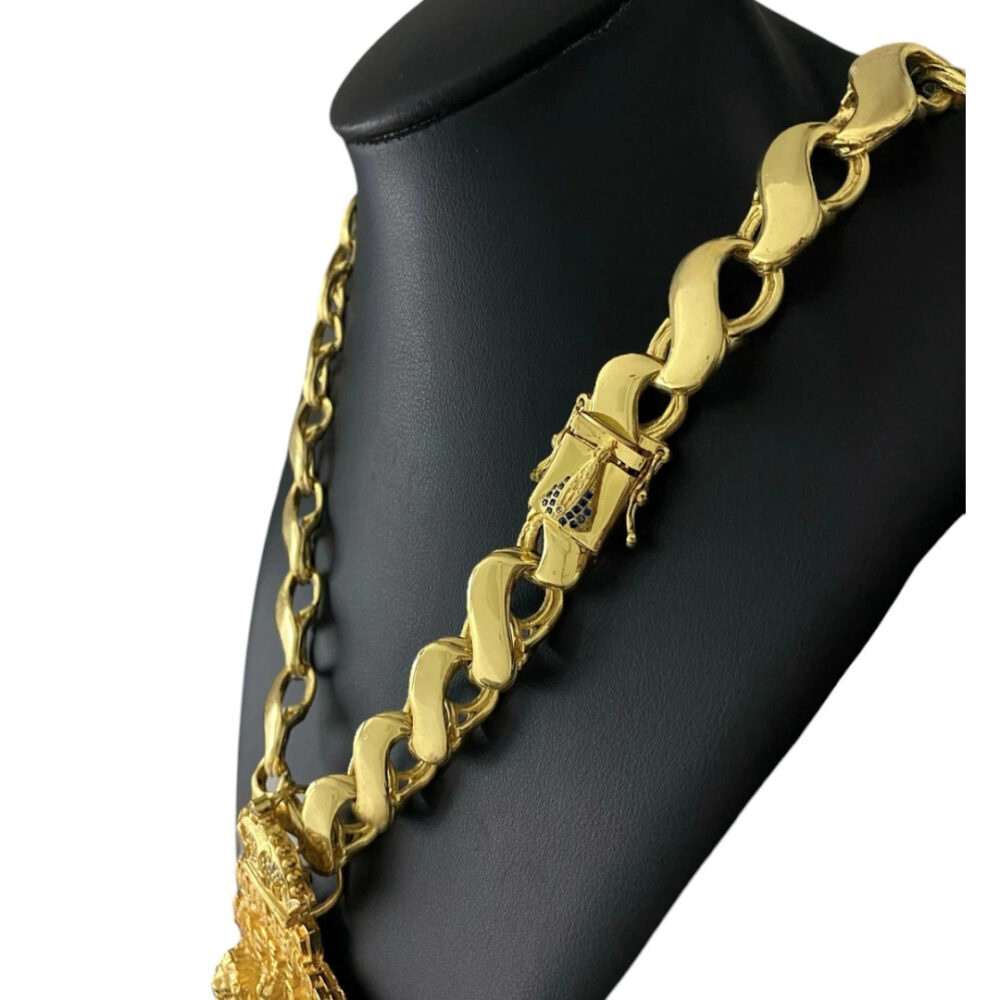 Cordão Friso S 16Mm + Pingente Nossa Senhora - Banhado A Ouro - Imagem 2