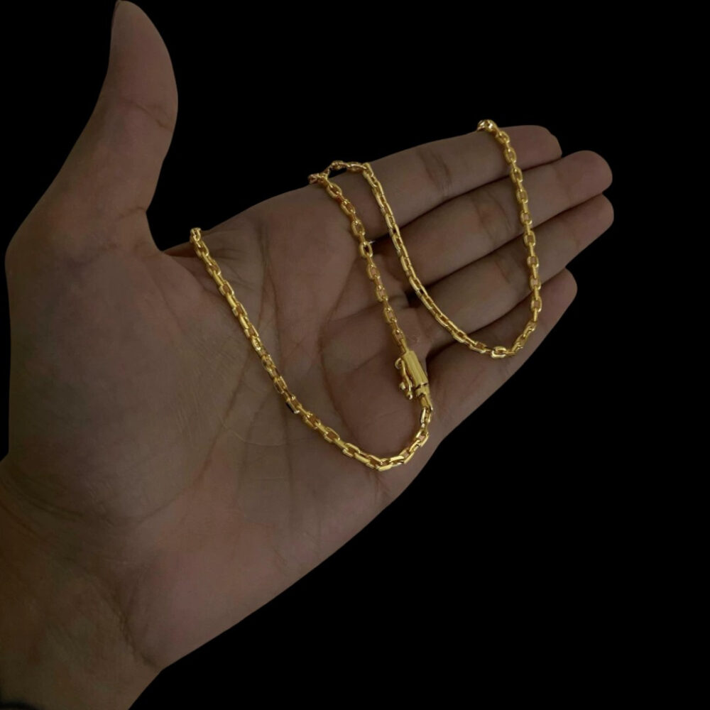 Cordão Cadeado 2Mm Feminino - Banhado A Ouro 18K