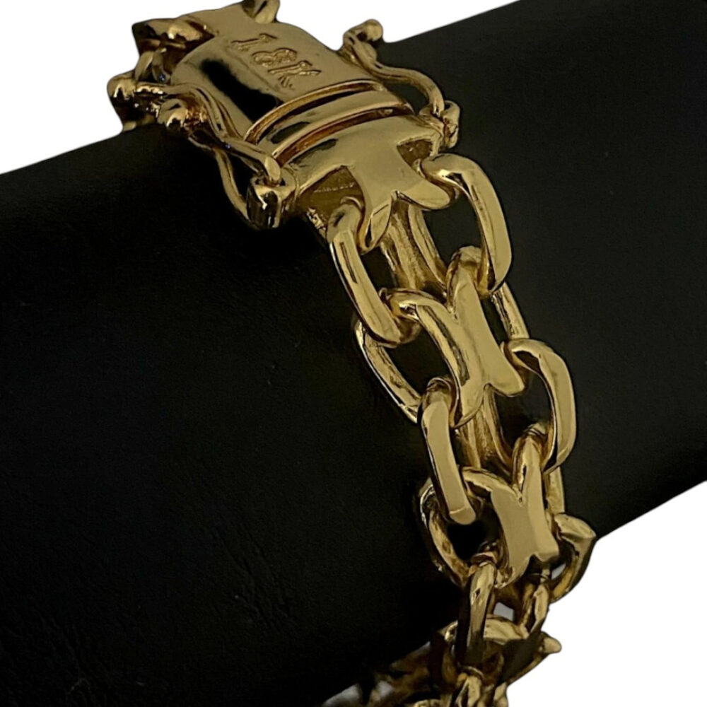 Pulseira Cadeado Duplo 13Mm - Banhado A Ouro 18K - Imagem 2